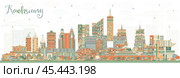 Kaohsiung Taiwan City Skyline with Color Buildings. Стоковая иллюстрация, иллюстратор Игорь Сорокин / Фотобанк Лори