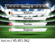 Football Championship Group G. Soccer World Tournament. Draw Result. Стоковая иллюстрация, иллюстратор Игорь Сорокин / Фотобанк Лори
