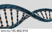 Futuristic dna double helix rotating with glowing blue circuitry. Стоковое AI-видео, аниматор Юрий Поздников / Фотобанк Лори