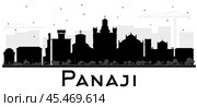 Panaji India City Skyline Silhouette with Black Buildings Isolated on White. Стоковая иллюстрация, иллюстратор Игорь Сорокин / Фотобанк Лори