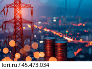 Rising prices and the energy crisis concept. Rising electricity prices worldwide due to the global crisis. Energy crisis that will affect Europe. Стоковое AI-изображение, AI-художник Sergey Grishin / Фотобанк Лори