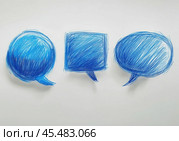 Hand-drawn conversational bubbles with shadows in blue pencil. A graphic resource. Стоковое фото, фотограф Ярославский Максим / Фотобанк Лори