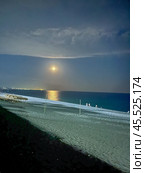 The moon over the sea and the moon path - The Black Sea embankment of Kobuleti. Стоковое фото, фотограф IRYNA ZAKHARANKA / Фотобанк Лори