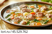 Steaming hot beef stew with vegetables simmering in bowl. Стоковое AI-изображение, AI-художник Юрий Поздников / Фотобанк Лори