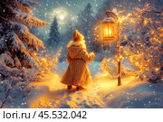 Волшебный зимний лес. Стоковое AI-изображение, AI-художник Щеголева Ольга / Фотобанк Лори