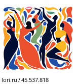 Dancing people silhouettes. Abstract illustration background. Стоковая иллюстрация, иллюстратор Екатерина Усольцева / Фотобанк Лори