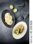 cooked cauliflower in mushroom sauce lime and broccoli. Стоковое фото, фотограф Abakumova Ekaterina / Фотобанк Лори