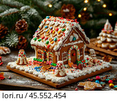 December 12 marks an amazing gastronomic holiday - Gingerbread House Day. Стоковое AI-изображение, AI-художник Сергей Елизарьев / Фотобанк Лори