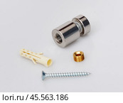 Fastener for glass and mirrors isolated on white background. Стоковое фото, фотограф Елена  Попкова / Фотобанк Лори