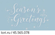 Elegant season's greetings lettering with snowflakes and flourishes on pastel blue background. Стоковое AI-видео, аниматор Юрий Поздников / Фотобанк Лори