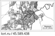 Asmara Eritrea City Map in Retro Style. Outline Map. Стоковая иллюстрация, иллюстратор Игорь Сорокин / Фотобанк Лори
