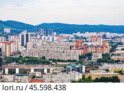 Вид с Караульной горы на город Красноярск (2024 год). Стоковое фото, фотограф Александр Тараканов / Фотобанк Лори