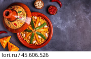 Vegetable tagine with almond and chickpea couscous. Стоковое фото, фотограф Татьяна  Бральнина / Фотобанк Лори