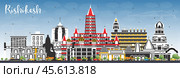 Rishikesh India City Skyline with Color Buildings and Blue Sky. Стоковая иллюстрация, иллюстратор Игорь Сорокин / Фотобанк Лори