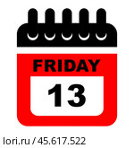 Symbolic representation of Friday the 13th as a day of superstition and folklore often feared by many. Стоковая иллюстрация, иллюстратор Наталия Попова / Фотобанк Лори