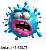 Cartoon virus character isolated on white background. Стоковое AI-изображение, AI-художник ArtVladZ / Фотобанк Лори