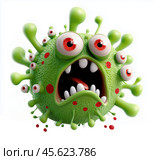 Cartoon virus character isolated on white background. Стоковое AI-изображение, AI-художник ArtVladZ / Фотобанк Лори