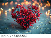 The concept of Valentine's Day. A fantastic red heart as a background. A festive banner. Стоковое AI-изображение, AI-художник Photojuli / Фотобанк Лори