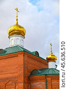 Купола храма-часовни Иоанна Златоуста. Село Бигила. Тюменская область (2023 год). Стоковое фото, фотограф Александр Тараканов / Фотобанк Лори