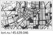 Changchun China City Map in Black and White Color in Retro Style. Outline Map. Стоковая иллюстрация, иллюстратор Игорь Сорокин / Фотобанк Лори