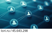 Social media network concept with interconnected user icons on a digital interface, AI. Стоковое AI-изображение, AI-художник Сергей Старуш / Фотобанк Лори