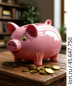 Home piggy bank "Piglet". Concept of saving and saving money. Стоковое AI-изображение, AI-художник Сергей Елизарьев / Фотобанк Лори
