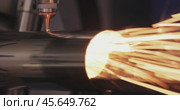 CNC Laser and gas cutting of metal, modern industrial technology. Стоковое видео, видеограф Андрей Армягов / Фотобанк Лори