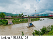 Краснодарский край, Туапсинский район, поселок городского типа,   Новоихайловский, река Нечепсухо, горы, наводнение (2021 год). Стоковое фото, фотограф Александр Циликин / Фотобанк Лори
