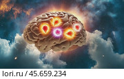 Human brain experiencing consciousness in outer space. Стоковое AI-видео, аниматор Юрий Поздников / Фотобанк Лори