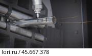 CNC Laser and gas cutting of metal, modern industrial technology. Стоковое видео, видеограф Андрей Армягов / Фотобанк Лори