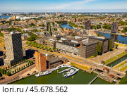 Aerial cityscape of Delfshaven, Rotterdam, Netherlands. Стоковое фото, фотограф Яков Филимонов / Фотобанк Лори