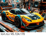 Спортивный автомобиль в гараже. Стоковое AI-изображение, AI-художник Art_Fomin / Фотобанк Лори