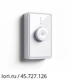 Modern dimmer switch on white wall controlling light intensity. Стоковое AI-изображение, AI-художник Иван Рябоконь / Фотобанк Лори