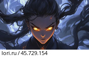 Powerful sorceress with glowing eyes emanating magical energy. Стоковое AI-видео, аниматор Юрий Поздников / Фотобанк Лори