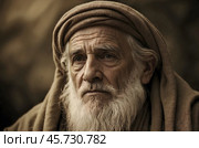 Portrait of Biblical Old Man in Sepia. Patriarch Abraham, Isaac or Jacob. Стоковое AI-изображение, AI-художник Александр Поташев / Фотобанк Лори