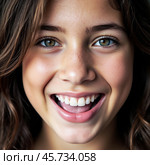 Молодая девушка с открытым ртом.Портрет. Крупный план. Young girl with open mouth. Portrait. Close-up. Стоковое AI-изображение, AI-художник Гер Олег / Фотобанк Лори