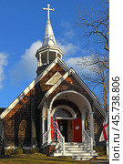 St. James Chapel (1889), now All Souls Episcopal Church, historic chapel in Stony Brook, New York. Стоковое фото, фотограф Валерия Попова / Фотобанк Лори