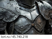 Medieval suit of armour displaying strength and protection. Стоковое AI-изображение, AI-художник Иван Рябоконь / Фотобанк Лори