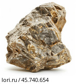 Large grey and brown rock isolated on white background. Стоковое AI-изображение, AI-художник Иван Рябоконь / Фотобанк Лори