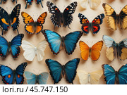Colorful butterfly collection showcasing variety of species. Стоковое AI-изображение, AI-художник Иван Рябоконь / Фотобанк Лори