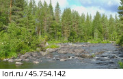 Landscape with river and forest in Karelia. Стоковое видео, видеограф Михаил Коханчиков / Фотобанк Лори