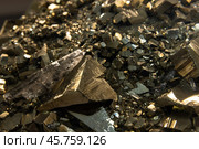 Macro photo of the mineral pyrite or iron pyrite. Стоковое фото, фотограф EugeneSergeev / Фотобанк Лори