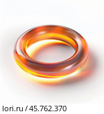 Glowing orange torus illuminating white background. Стоковое AI-изображение, AI-художник Иван Рябоконь / Фотобанк Лори