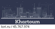 Outline Khartoum Sudan City Skyline with White Buildings. Стоковая иллюстрация, иллюстратор Игорь Сорокин / Фотобанк Лори
