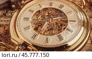 Vintage pocket watch. Vintage background Concept of time history. Стоковое видео, видеограф Андрей Армягов / Фотобанк Лори