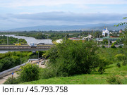 View of the Uda river and city of Ulan-Ude, Buryatia, Russia from Mount Battery (2024 год). Стоковое фото, фотограф Сергей Фролов / Фотобанк Лори