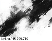 Expressive black strokes and splashes create an abstract composition on a white background. Стоковое AI-изображение, AI-художник Ярославский Максим / Фотобанк Лори