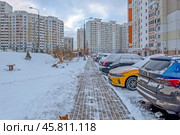 Прогулка по расчищенному от снега тротуару. Стоковое фото, фотограф Валерий Иванович Клейменов / Фотобанк Лори