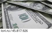 Background of hundred-dollar money. Стоковое видео, видеограф Андрей Армягов / Фотобанк Лори