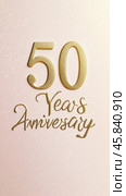 Golden 50 years anniversary sign celebrating wedding or company jubilee. Стоковое AI-изображение, AI-художник Юрий Поздников / Фотобанк Лори